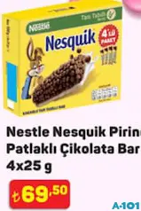 NESTLE NESQUİK PİRİNÇ PATLAKLI ÇİKOLATA BAR 4X25 G